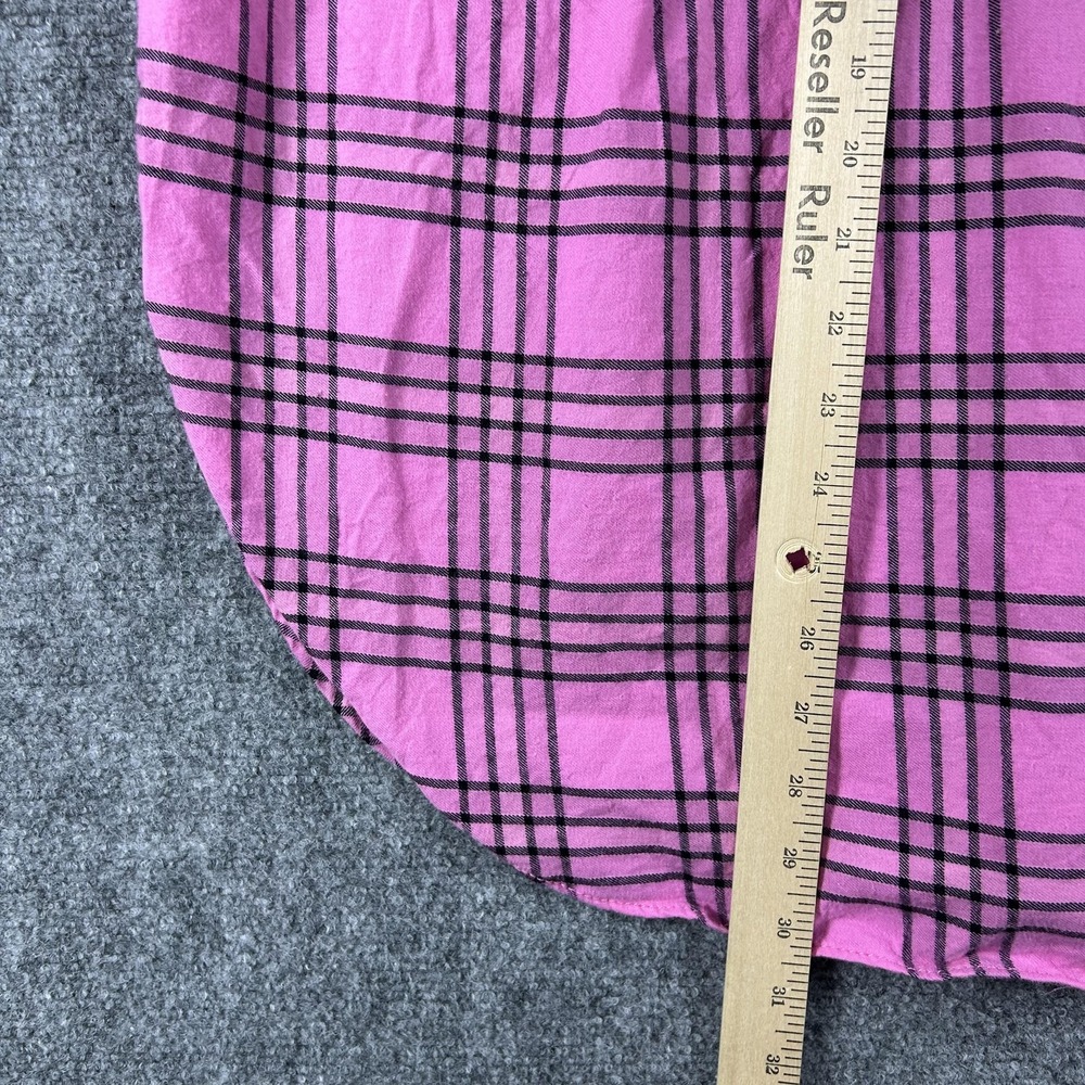 Zara Shirt Womens Small Pink Plaid‎ Flannel Button Front Long Sleeve Casual - Picture 8 of 8